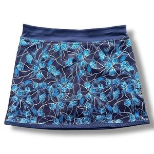 PGA Tour Floral Navy Athletic Skort Mini Skirt A-Line Golf Tennis Running